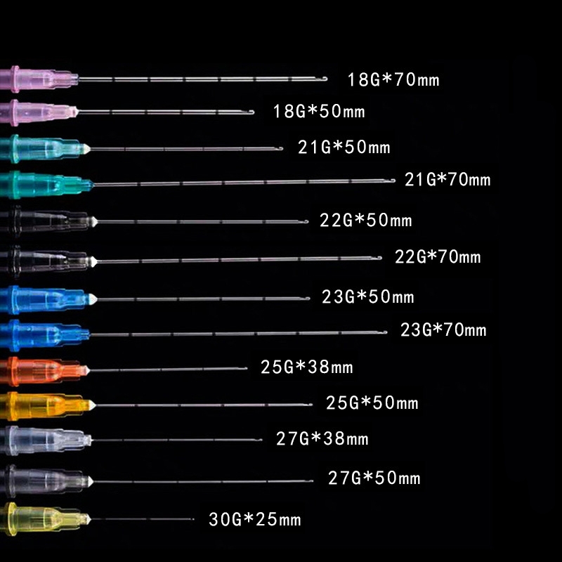 Canule jetable à pointe émoussée, Micro aiguilles de tatouage pour Piercing corporel, remplissage de seringue, 18G/21G/22G/23G/25G/27G/30G 50mm 70mm