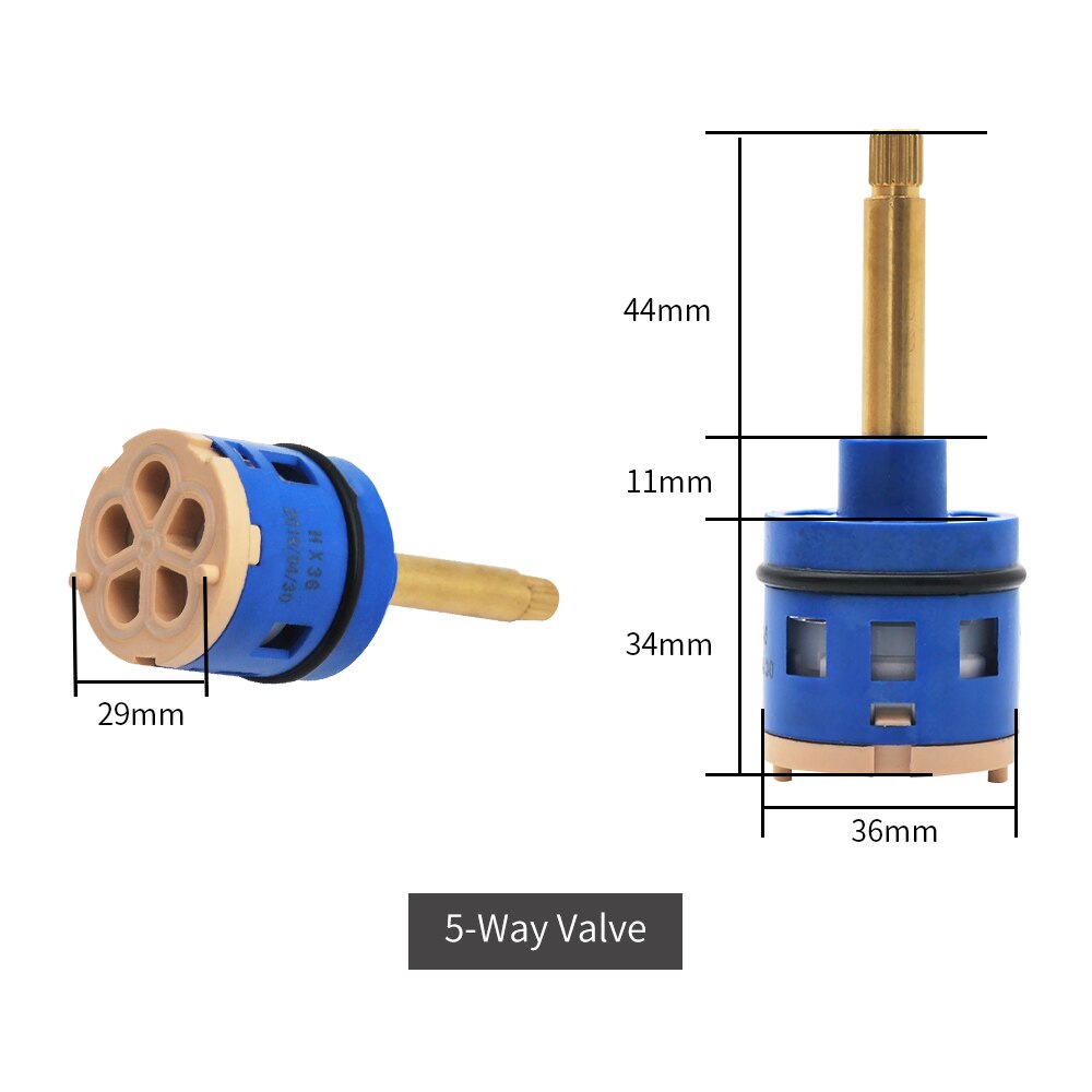 Shower Valve Ceramic Faucet Cartridge 2/3/4/5 Way Shower Valve Diverter Cold & Water Mixer Cartridge Sizes 31/35/44mm: 5way-blue-44mm