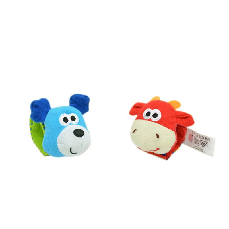 SOZZY 2 stks/set Pols Rammelaar 15*3.5 cm dier Voet Sokken 14*6.5 cm Squishy Baby Baby Speelgoed pluche Pasgeboren sussen suffed pop: Wrist 3 no paper