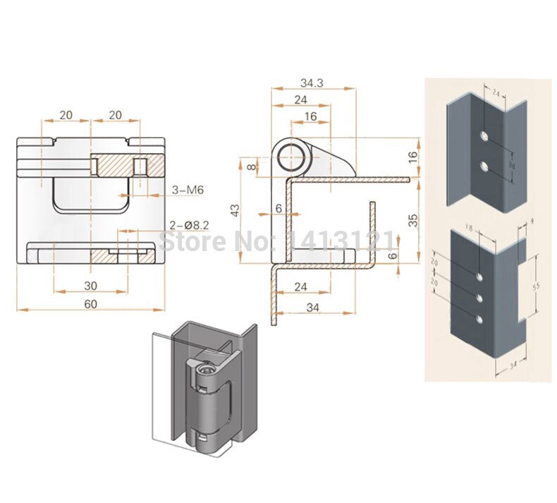 zinc alloy switch control box hinge distribution cabinet detachable network case instrument fitting L123