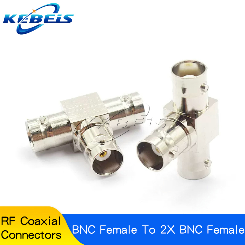 Conector BNC Q9 a BNC macho y hembra, Conector de ángulo recto de 90 grados, tipo T, divisor de 3 vías y 4 vías, adaptador RF doble macho y hembra, 1 piezas: Marfíl