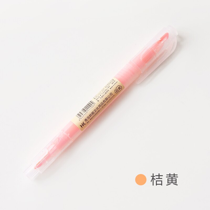 Dual Head Writing 2 in 1 Highlighter Pen Japanese Stationery Cute Office School Supplies: G Medium Yellow