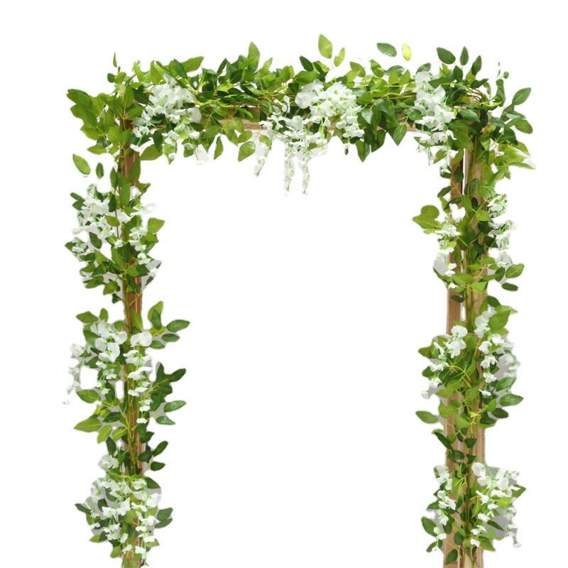 Symulowany kwiat wisterii rattanowy kwiat fasoli rattanowe dekoracje na choinkę roślina domowa dekoracja ślubna rozbudowy faux prywatności ogrodzenia