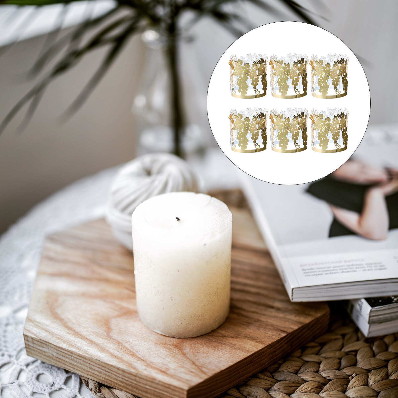 50pcs Candle Wraps Decorative Light Shades Black Cylindrical Lamp Enclosures: Golden