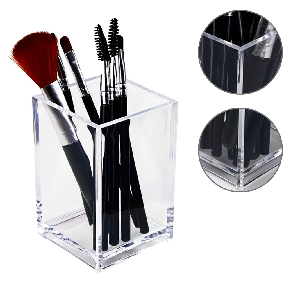 Make Up Organizer Plastic Makeup Brush Pot With Brushes Storage Acrylic For Cosmetics Holder Desk Cosmetic Storage Container