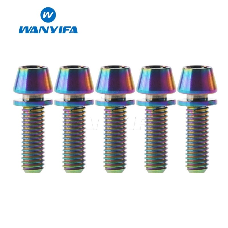Wanyifa M5X16 18 20 Titanium Ti Taper Head Bolt Screw with Washer for Bike Part Bicycle Stem