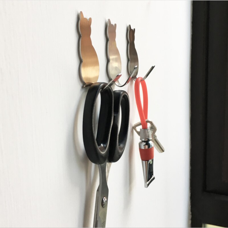 2 Stuks Zelfklevende Haken Kat Patroon Opslag Houder Voor Badkamer Keuken Hanger Stick Op Wall Opknoping Deur Kleding Handdoek rekken