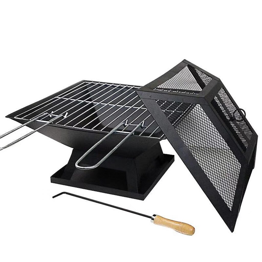 40#  utendørs firepit-steelbbq grille holdbart stål til bakgårdshage beachescamping bærbar enkel grille