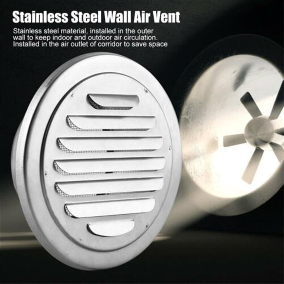 Grelhas de ventilação de duto redondas da grade de ventilação da parede exterior de aço inoxidável 70/80/100/120/150/160/180/200mm respiradouro de ar