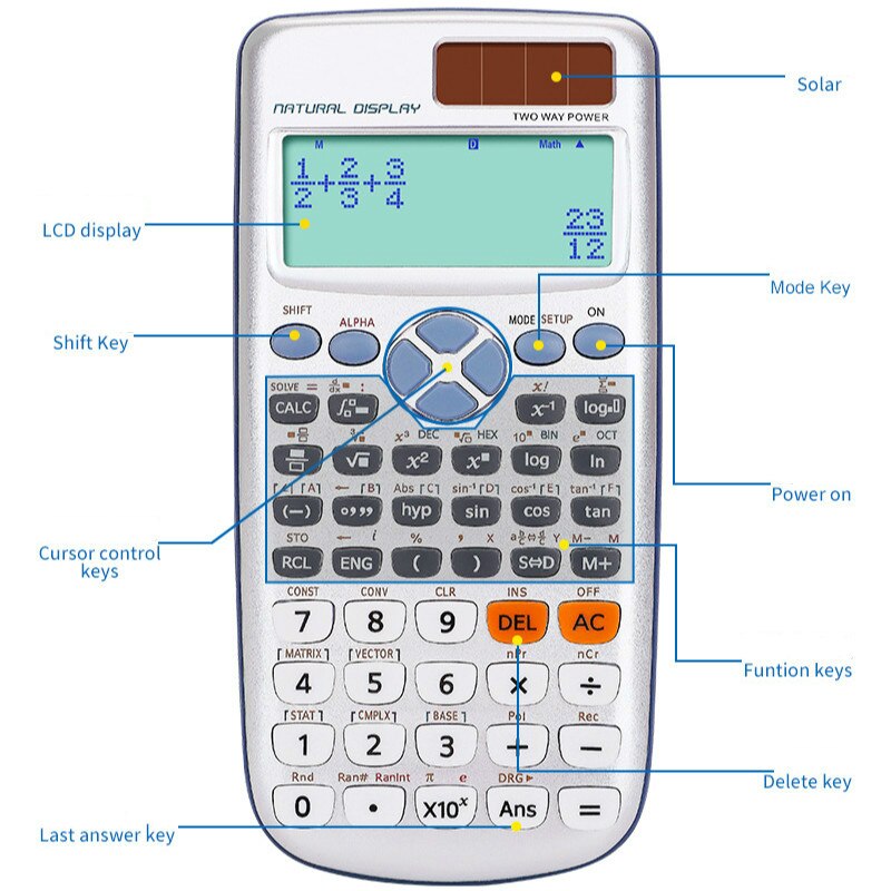 12-digit Scientific Calculator Multifunctional Calculators Solar Function Calculation Calculation Tool Financial Office Supplies