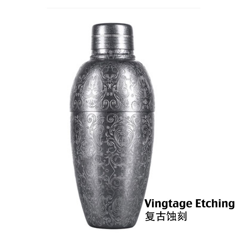 500ml 3 stykker vintage cocktail shaker bar shaker skomager shaker bar værktøjer: Vintage ætsning