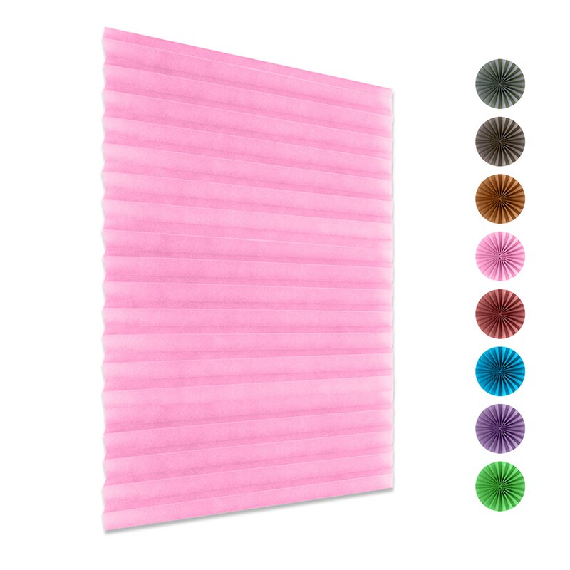 Zelfklevende Gordijnen Voor Badkamer Keuken Balkon Shades Effen Kleur Geplooide Jaloezieën Half Verduisterende Gordijnen: Pink / 60-180