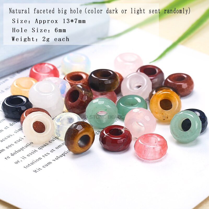 10 pz/lotto sfaccettato naturale grande foro agata perline abaco pietra naturale dimensioni 13x7mm per la creazione di gioielli collana foro 6mm all'ingrosso