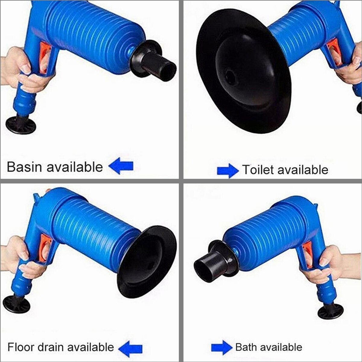 Ontstopper voor afvoeren met perslucht, borstel, keuken, badkamer, toilet, rioolbuis, ontstopper voor verstopte wastafels