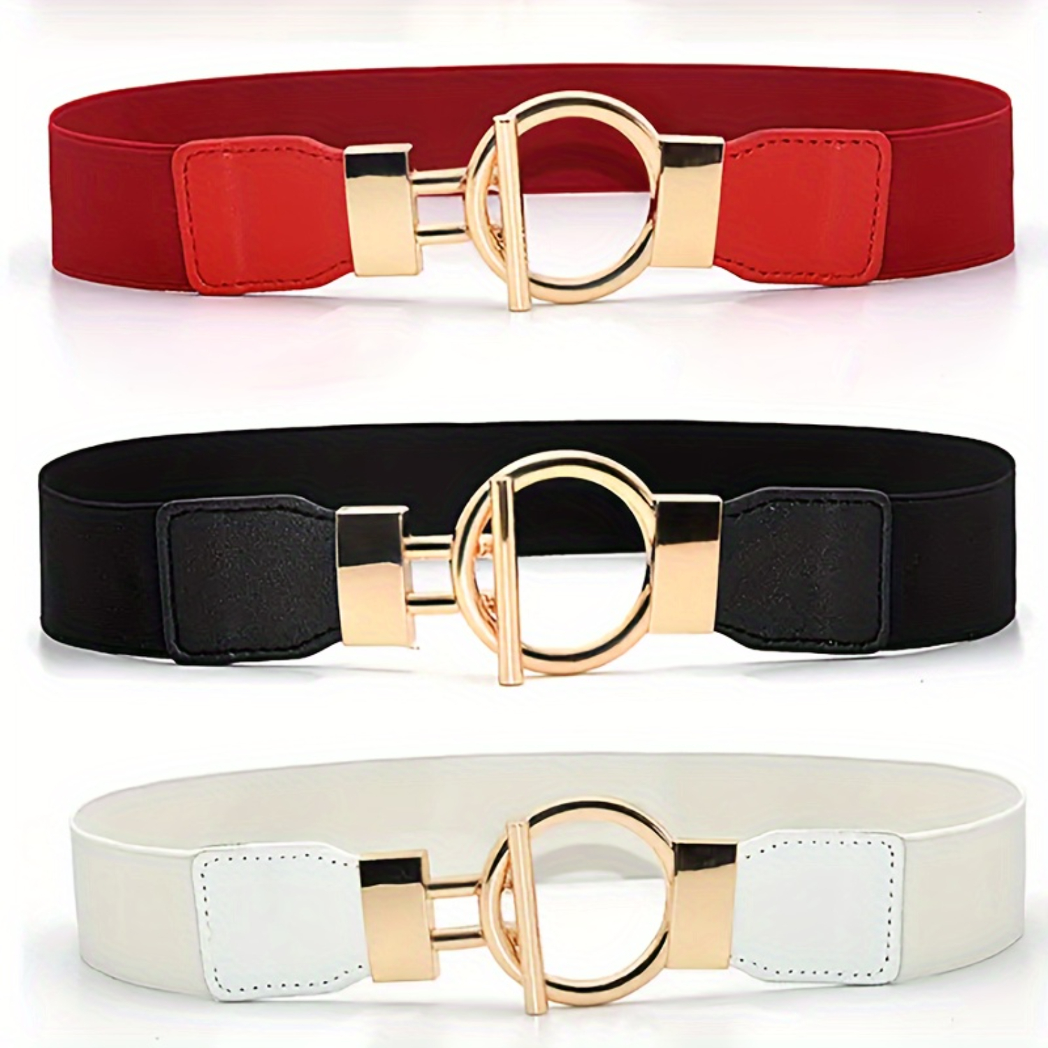 3pcs/set Classic Round Buckle Wide Elastic Waistband Belts - , Comfortable, and Versatile Accessories for Women - Perfect