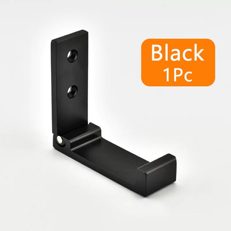 Ganchos plegables para puerta de pared, Perchero de ropa, sombrero, bolsos colgadores de aleación de aluminio, cocina, baño, ganchos de toallas a prueba de herrumbre, gancho individual plegable: Black