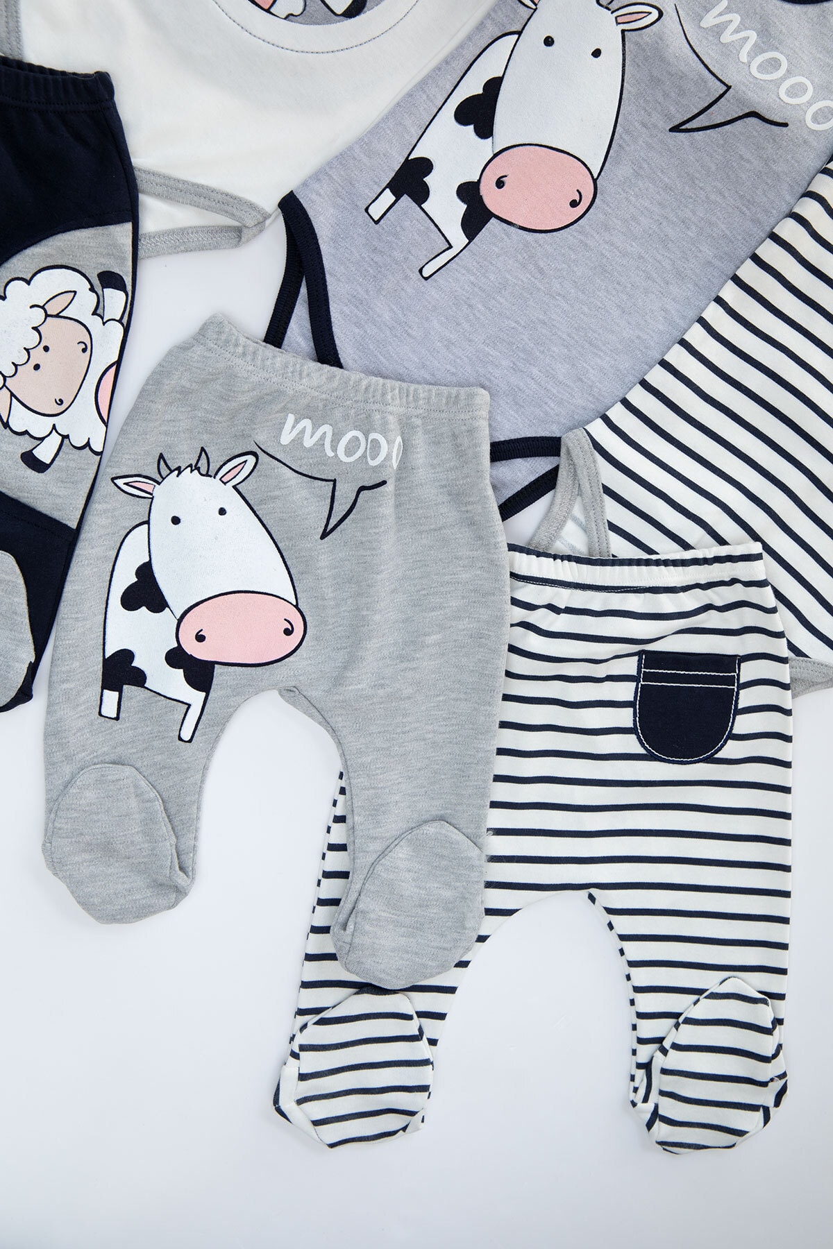 6 uds. De ropa Unisex para niños y niñas recién nacidos, patrón de 6 piezas, traje de 3 piezas, Snaps algodón, 0 a 9 meses, 100