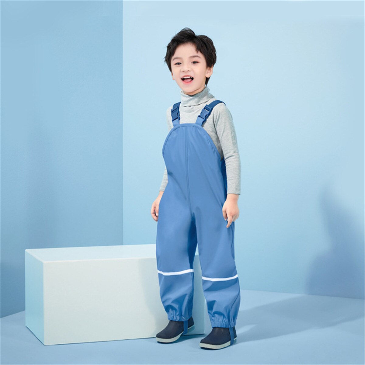 HONEYKING Kinder wasserdicht PU Regen Hose Baby Jumpsuits Jungen Mädchen Overall Hose Kinder Lätzchen Overall Kleinkind Regenjacke Hose