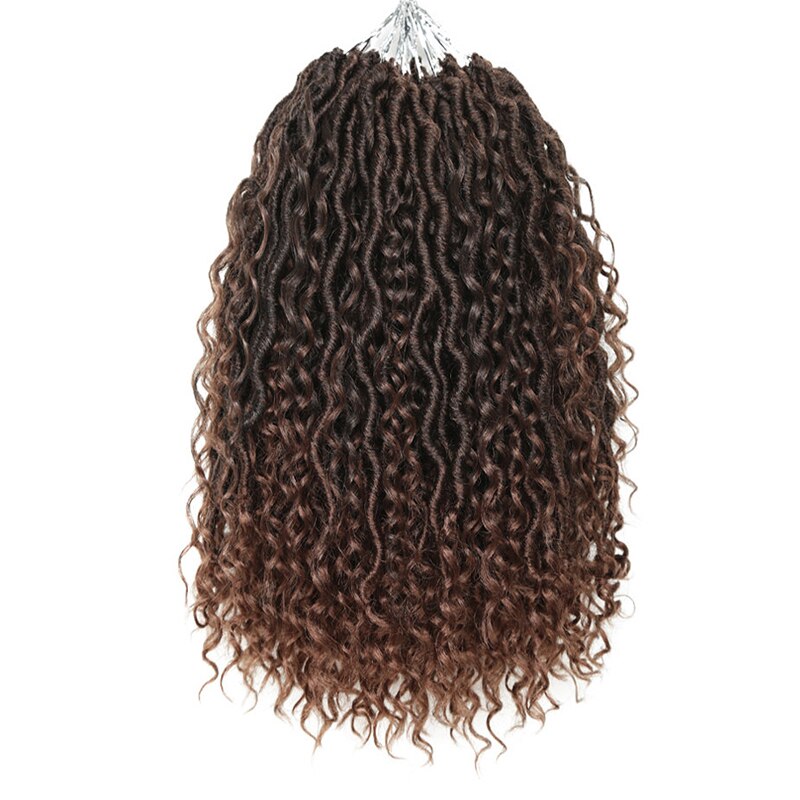 Messy Goddess Locs Crochet Braids Synthetic Twist Hair Extensions Faux Locks Braiding Hair For Women 24 Strands 14inch 18inch: T30 / 6Pcs/Lot