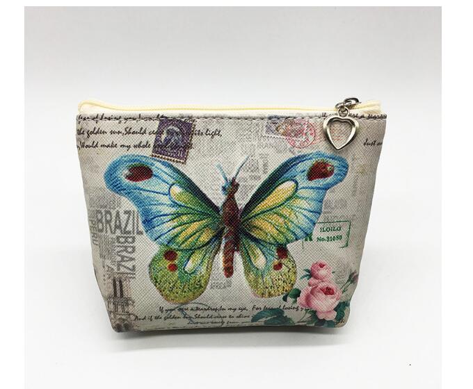 12 st/lot! söt fjäril mynt handväska barn pu läder dragkedja byta handväska kvinnor plånbok: F