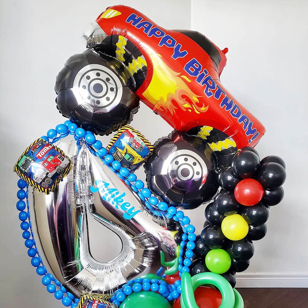 5Pcs Big Monster Truck Ballon Auto Thema 3nd 4th 5th Jongen Verjaardag Feestartikelen Gelukkige Verjaardag Truck Helium Ballons decoratie