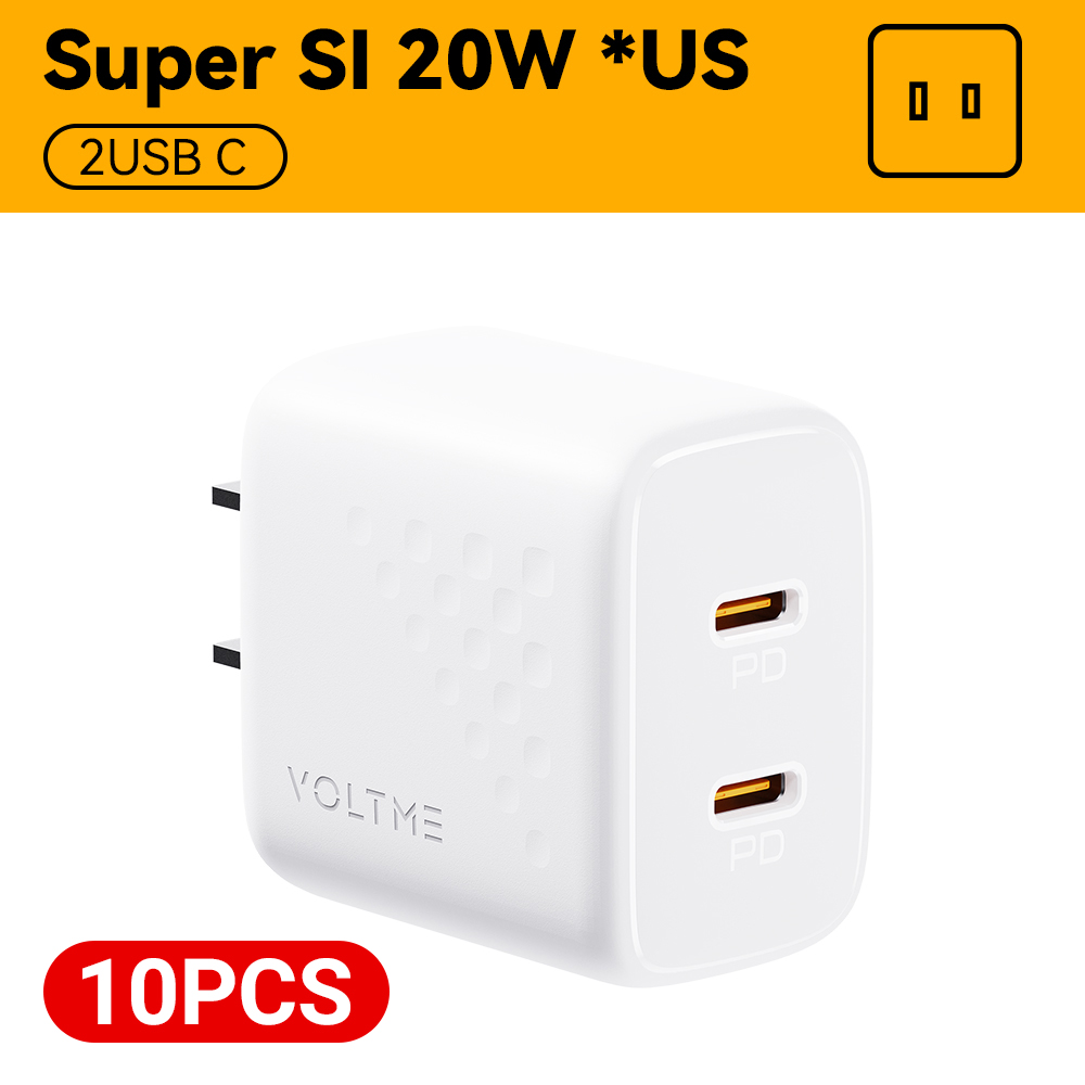 VOLTME 10PCS-Pack Revo 20W Mini/Lite/Duo Lite Series Clearance Tpye C USB C ChargerFast Charging For iphone Samsung: KR