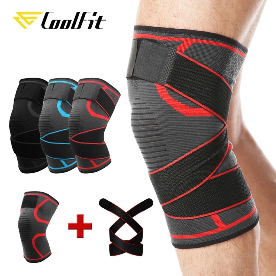 CoolFit 1PCS Sport Knie Unterstützung Einstellbare Knee Brace Pads Fitness Sport Knie Protector Bandage mit Strap Knie Hülse