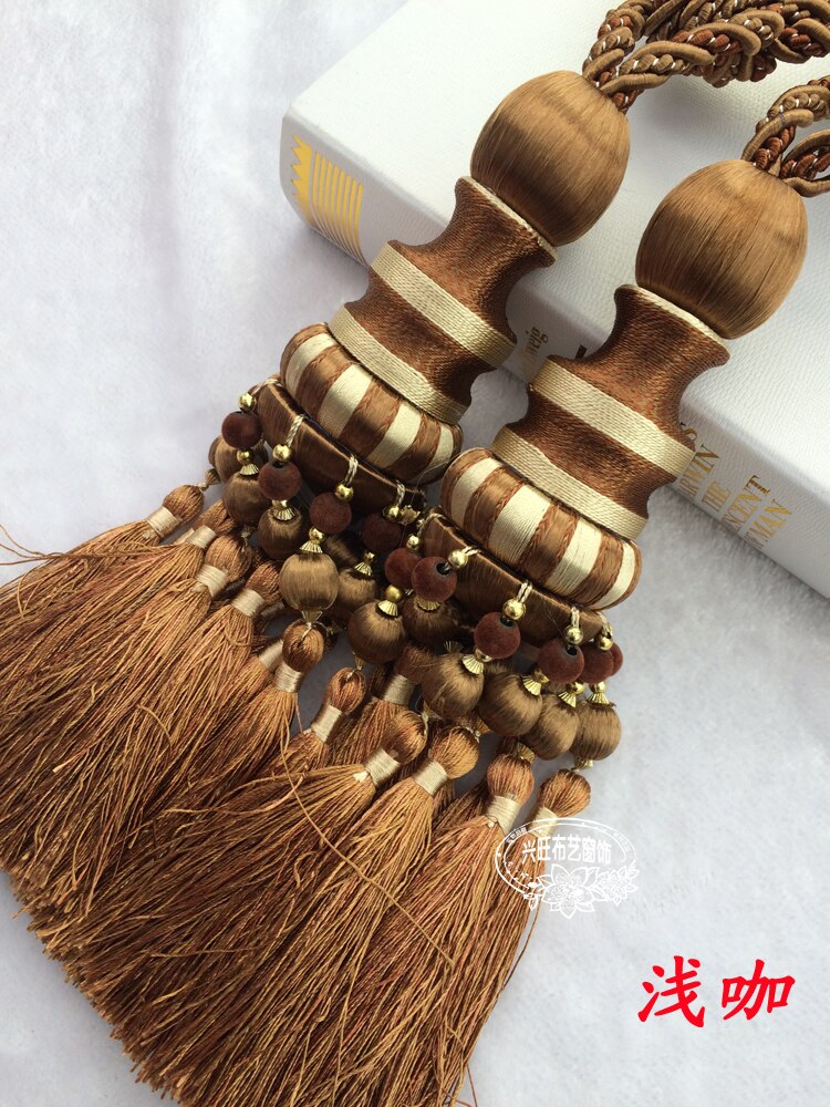 2 stuks Gordijnen Opknoping Ballen Riem Europa Gordijnen Kwasten Hout Bal Gordijn Tieback Kwastje Bandages Borstels Gordijn Accessoires: 08