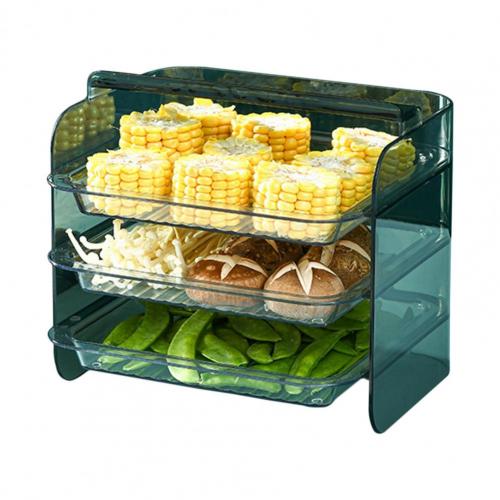 Kitchen Preparation Plate Organizer 3-Layers Cooking Dishes Tray Multi-functional Wall Mount Racks Kitchen Supplies Storage Set: Green