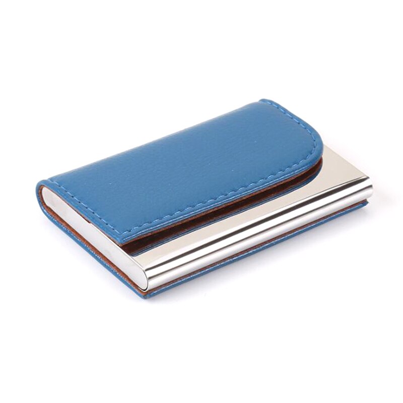 Itapkris Man Business Card Holder PU Leather Bank Credit Card Case For Women Travel Aluminum Black RFID Wallet Porte Carte: Blue