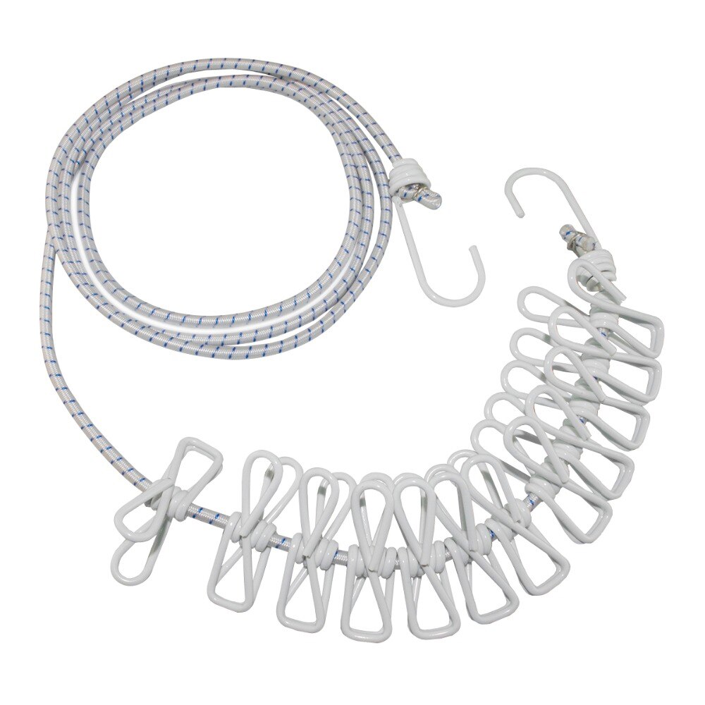 185cm Portable Multifunctional Drying Rack Clips Cloth Hangers Steel Clothes Line Pegs Travel Clothespins -TF