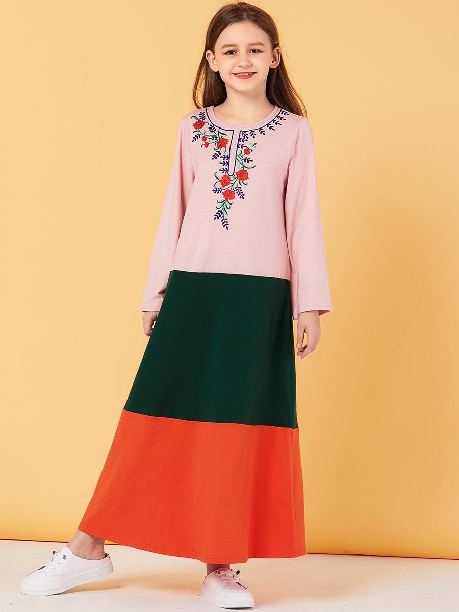 Muslimske piger kjole plaid pufærmer marokkanske kjoler børn børn kimono islamisk tøj a-line vestido kaftan abaya elbise