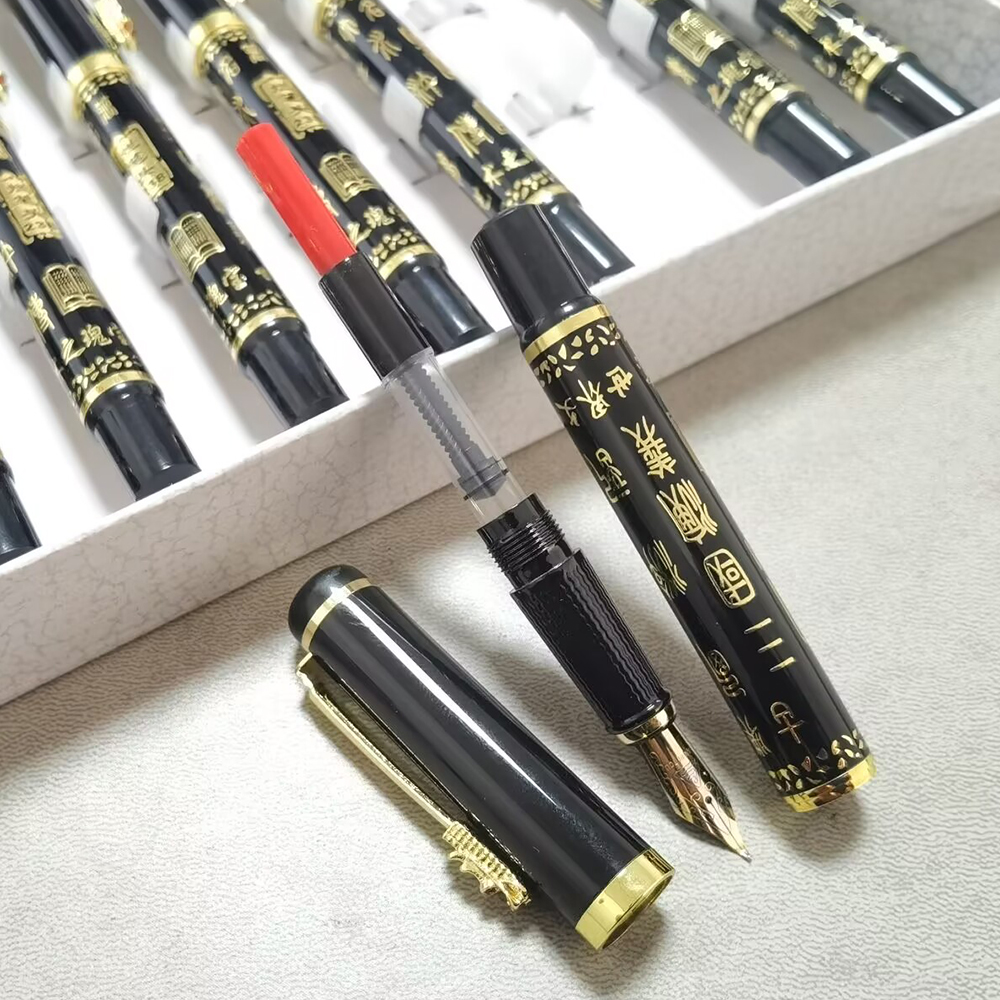 Pluma estilográfica fina 1 bolígrafo Plus, dos puntas, estilo clásico chino, caligrafía, escritura, firma, bolígrafo de , material de papelería para estudiantes y oficina