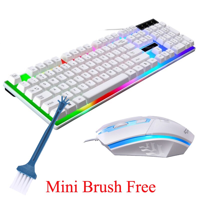 Russian/English Keyboard Backlit Rainbow Keyboard Mouse Sets Office Electronics Wired USB Keyboard Mice for Computer Components