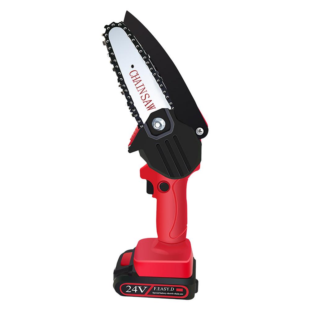 Upgraded Mini Electric Chain Saw Rechargeable Small Chain Saw Logging Pruning Artifact Gardening Tools Lithium Electric Saw: Red / EU