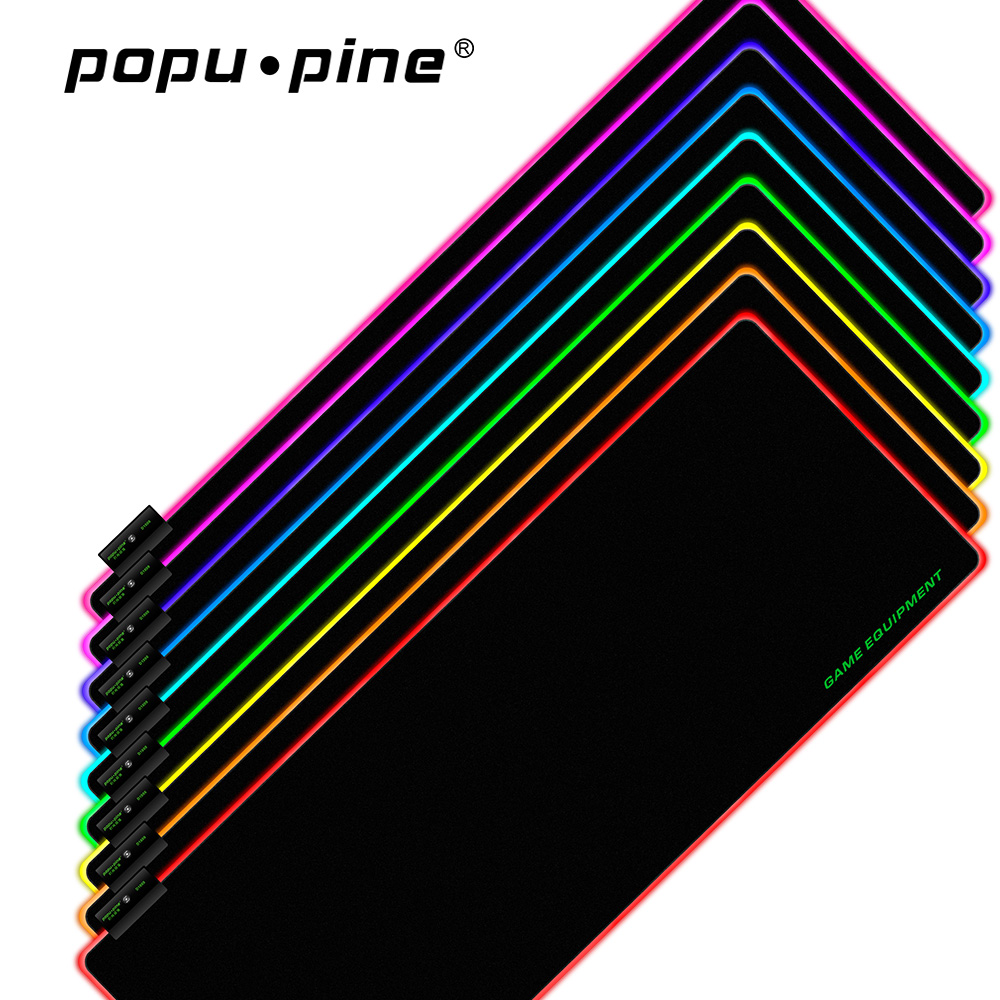 Popu Pine Gaming Mouse Pad Large RGB Mouse Pad 12 kinds of light display modes Computer Mousepad M-XL sizes Non-slip Mousepad