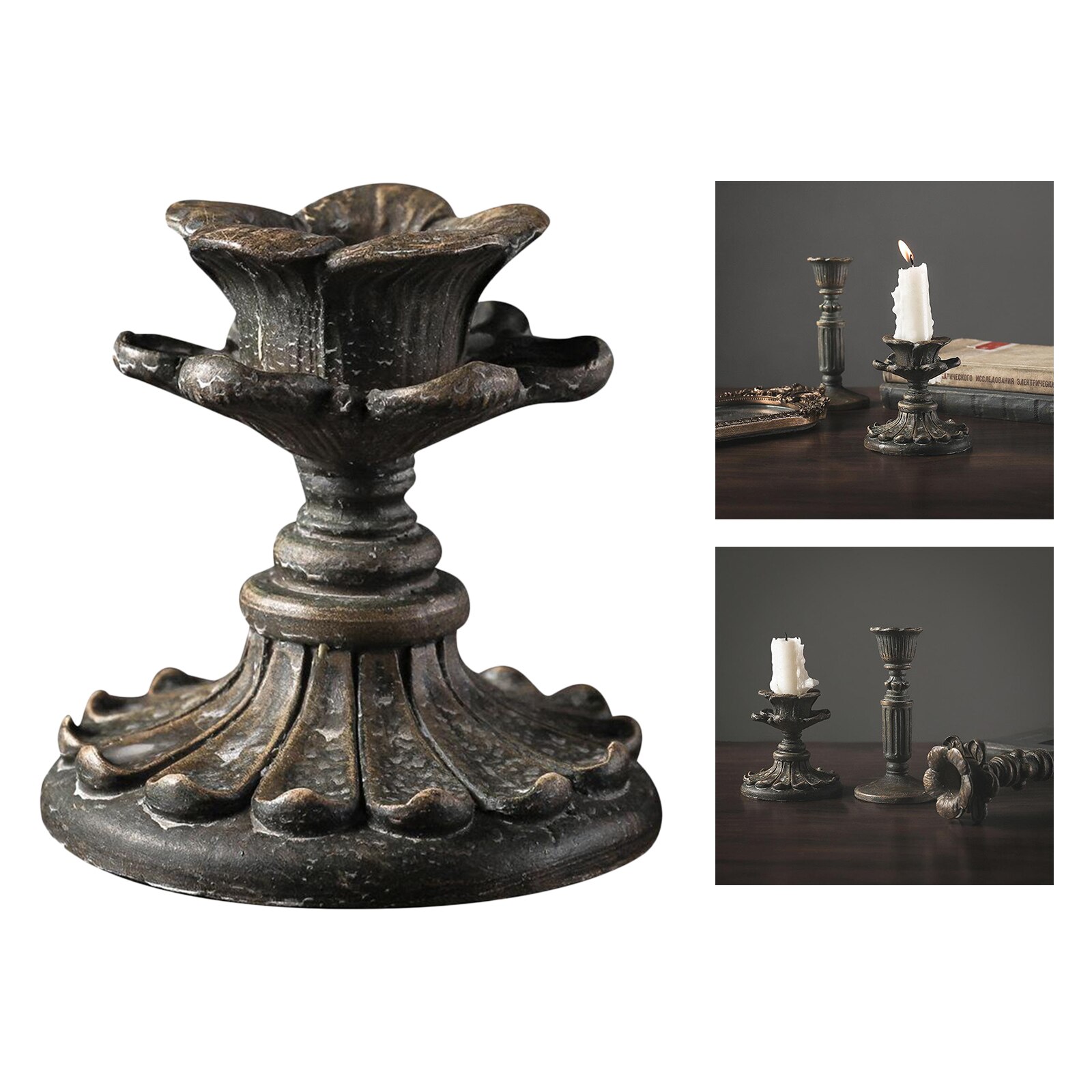 European Retro Vintage Candlestick Candle Holder Gothic Votive Tealight Holders Home Decor Wedding Decoration Dinner Party