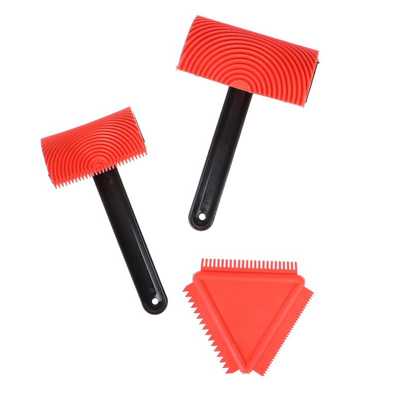 3 pièces Imitation bois grattage motif mur Texture Art brosse de bricolage outil de peinture