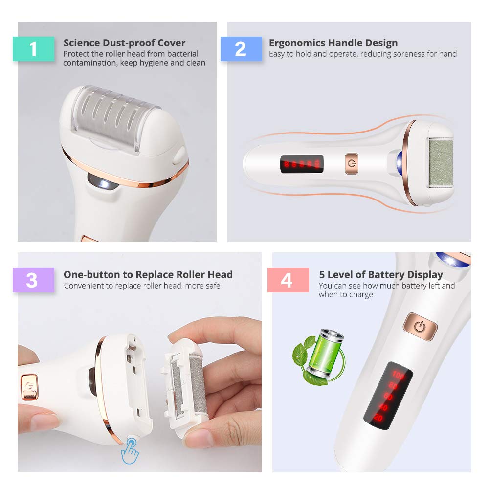 YBLNTEK-eliminador de callos eléctrico, herramienta de pedicura, cuidado de los pies, resistente al agua, eliminador de durezas