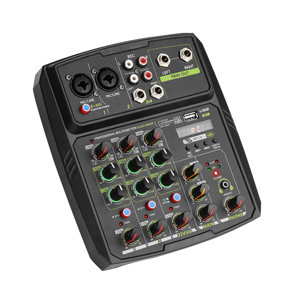 4 canais de áudio mixer usb casa mini gravação de música com placa de som bluetooth profissional estéreo mixing console festa computador