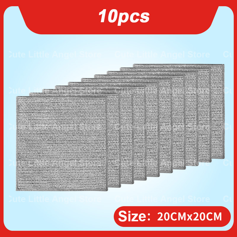 Paño de limpieza de alambre de acero grueso, 20/2 Uds., doble capa, antiadherente, aceite, hierro, Dishrag, cocina, olla, platos, paños, trapos: Blanco / 3 ud