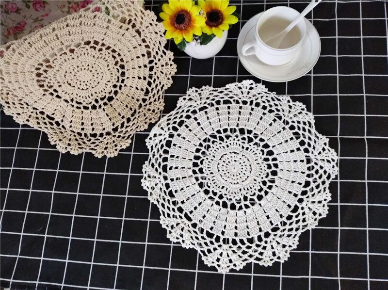 Ronde 30Cm Katoen Handgemaakte Breien Mat Bloemen Kleedje Diy Decoratieve Placemat Kerst Bruiloft Servetten Party Decoratieve Pad