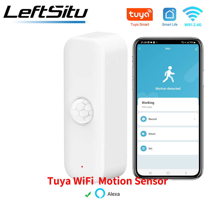 Tuya WiFI Bewegingssensor PIR Smart Human Body Home Inbraaksensor APP Afstandsbediening Smart Life Voor Smart Home Werk met Alexa