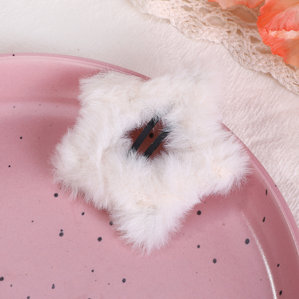 1/2/4 Uds. Pinzas para el cabello BB de estrella de felpa dulce para mujeres y niñas, horquillas con flequillo lateral esponjoso, pasadores, accesorios para el cabello Y2K: XXS / Gris