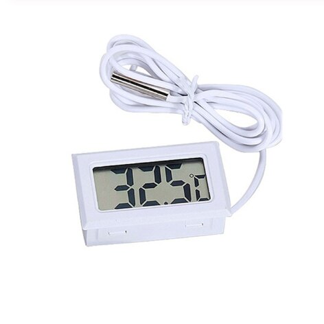 Termómetro Digital LCD impermeable para acuario, herramienta electrónica de medición de la temperatura del tanque de peces con higrómetro de sonda: Blanco