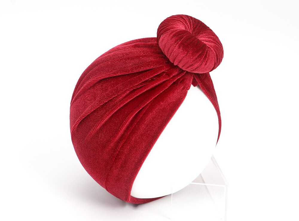 Nyfödd sammetsnäckor hatt stora munkar flickor mössa sammet indisk hatt bebis keps fotografi rekvisita turban hatt babytillbehör: Rödbrun
