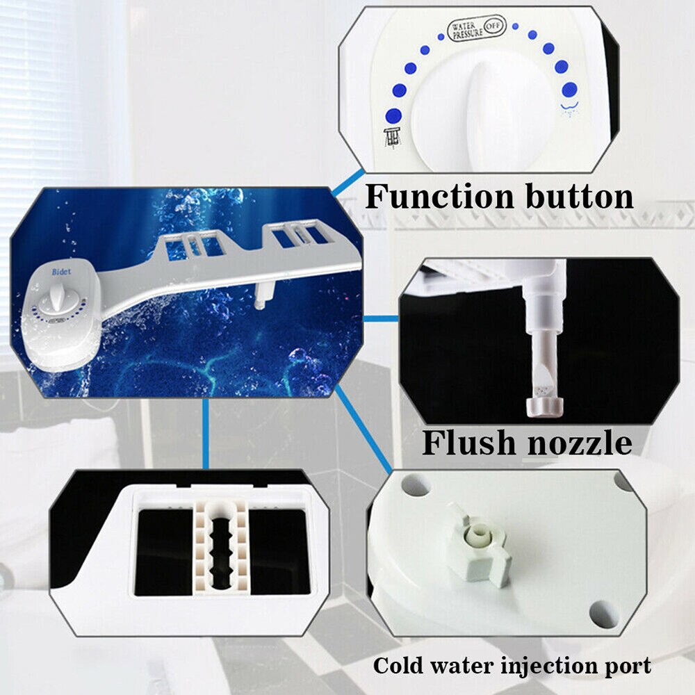 Non-Electric Bidet Attachment Toilet Bidet Seat Self-Cleaning Nozzle-Fresh Water Bidet Sprayer Mechanical Washing