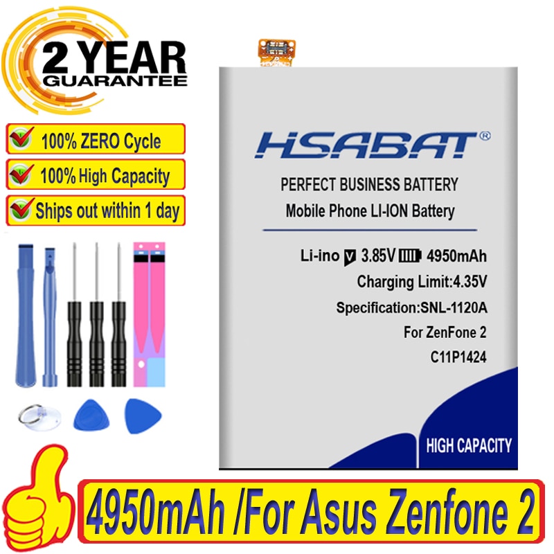 HSABAT Larger Capacity 4950mAh Batteries C11P1424 for Asus Zenfone 2 Battery ZE551ML ZE550ML 5.5inch Z00AD Z00ADB Z00A Z008D