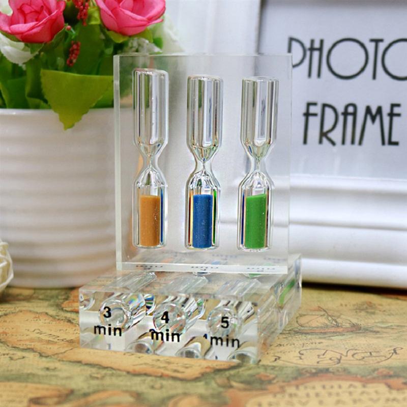 3 in 1 Transparent Acrylic Sand Timer 3 4 5 Minutes Colorful Hourglass Sand Clock Timers for Home Office Kitchen