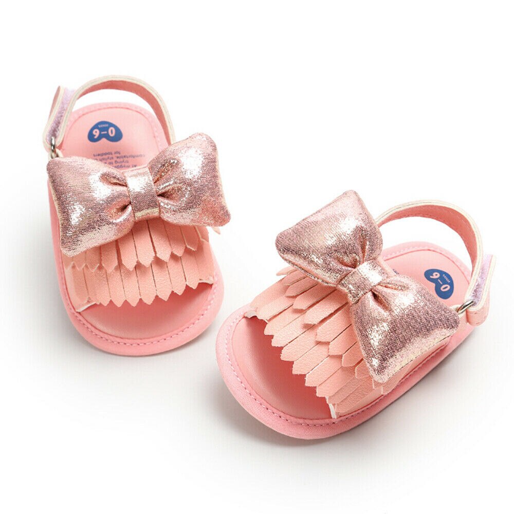 Sandales à nœuds pour bébés filles | Chaussures à talons plats, chaussures de fête d'été, pour bébés filles,: Rose / 13-18 mois